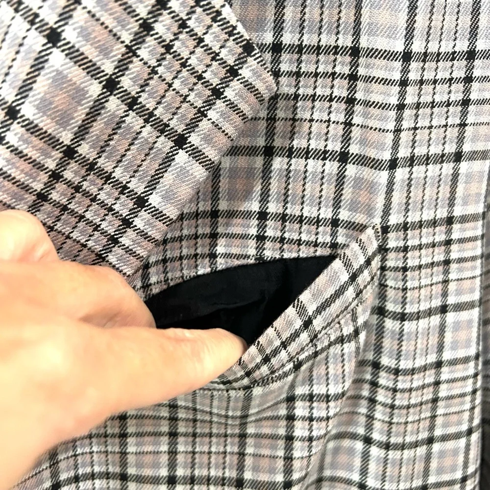 We the Free People Cali Plaid blazer M black grey pink Boxy Single Breasted - Picture 14 of 15